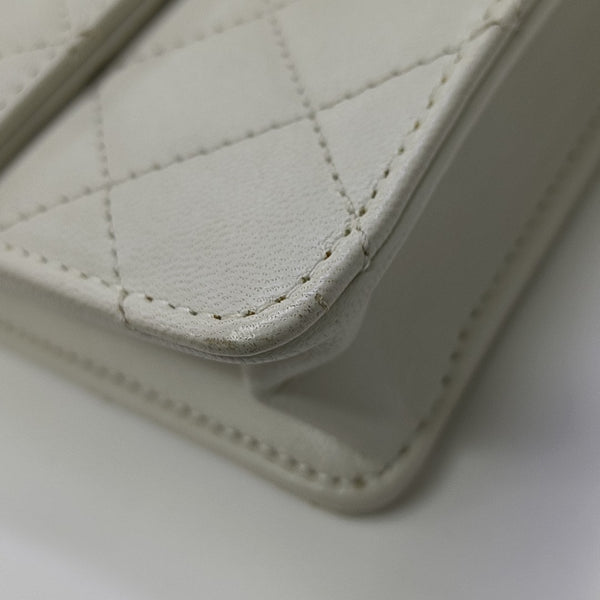 Quilted Lambskin Shoulder Bag White