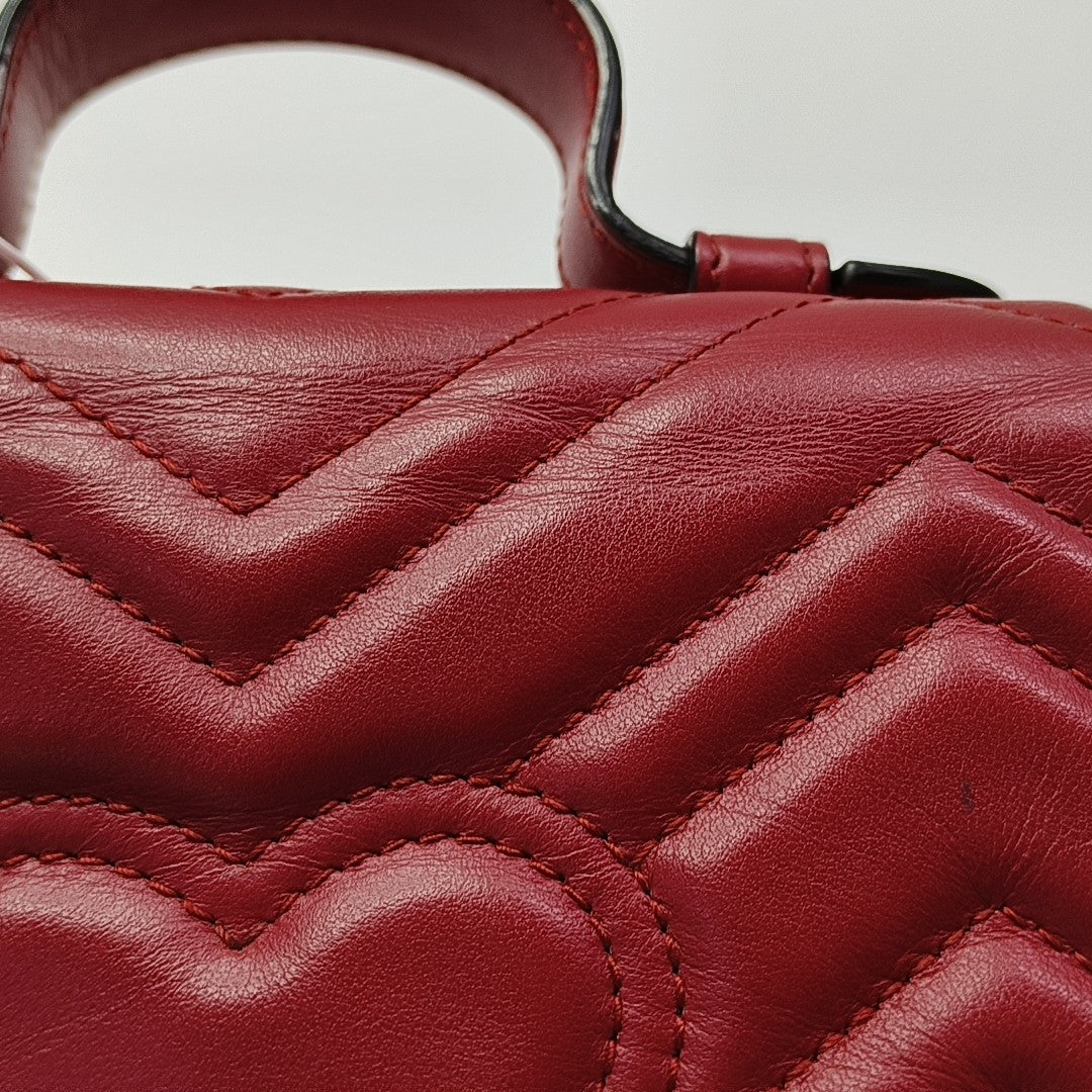 GG Marmont Mini Quilted Calfskin Red