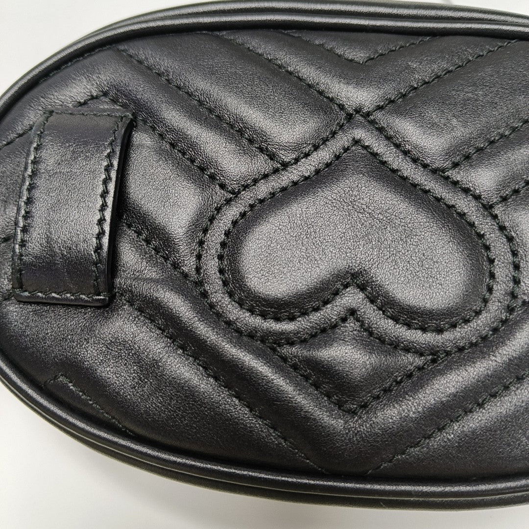 Authenticated pre-owned  GG Marmont Quilted Calfskin Black - Belt Bag at Looply