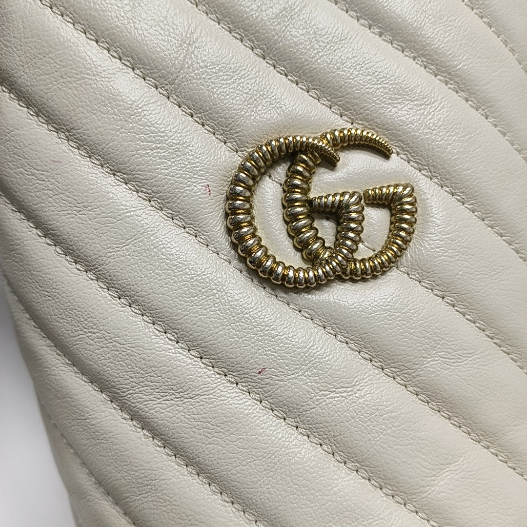 GG Marmont Mini Quilted Calfskin White