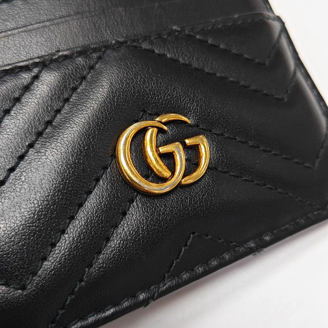 Authenticated pre-owned  GG Marmont Quilted Calfskin Black Card Holder - Card Holder at Looply