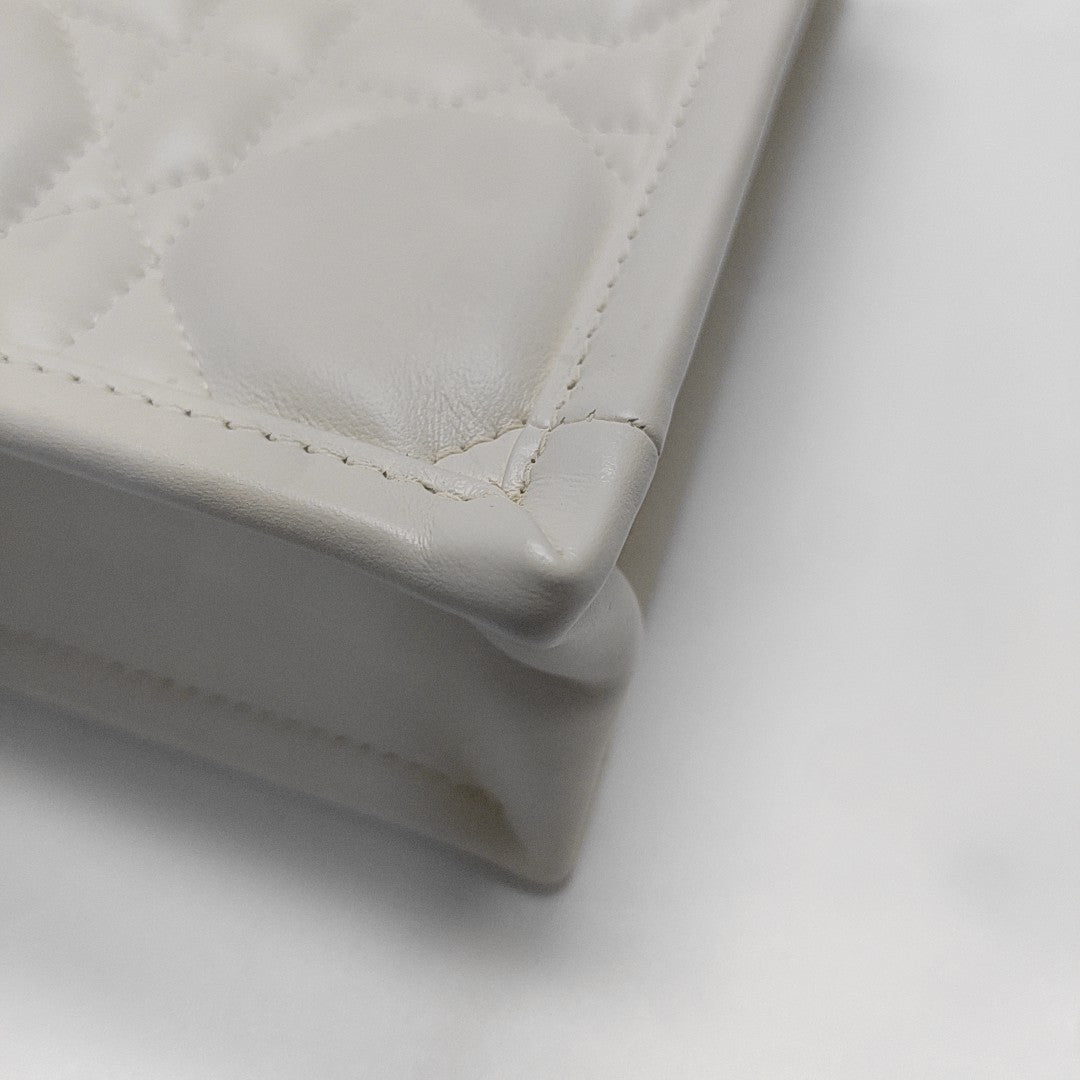 Book Tote Mini Cannage Calfskin White