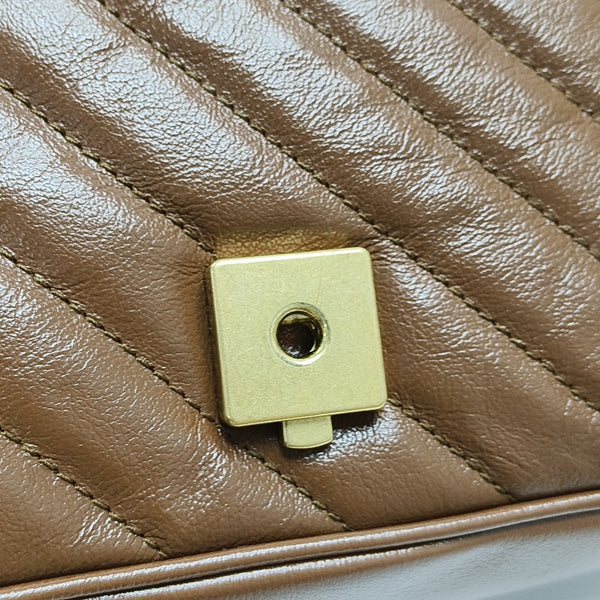 GG Marmont Small Quilted Calfskin Brown