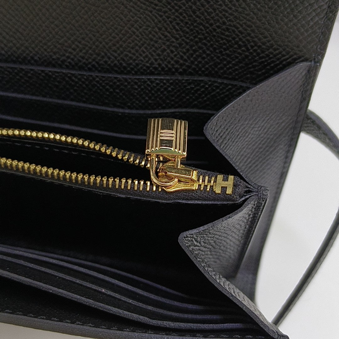 Kelly 20 Epsom Black Wallet