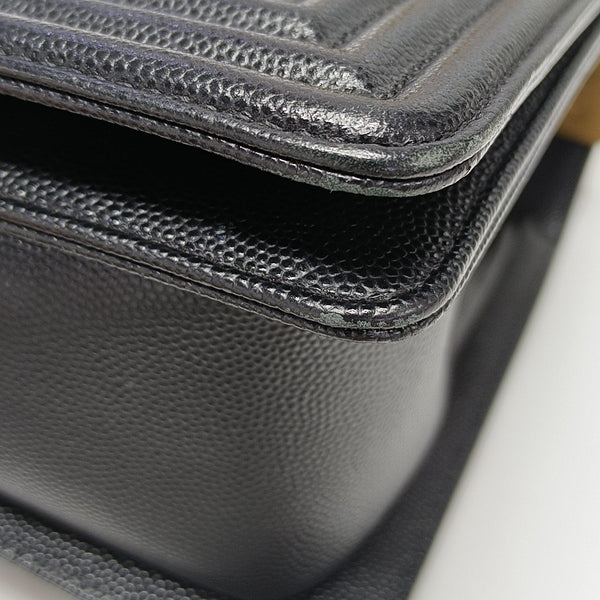 BOY CHANEL Medium Quilted Grained Calfskin Black