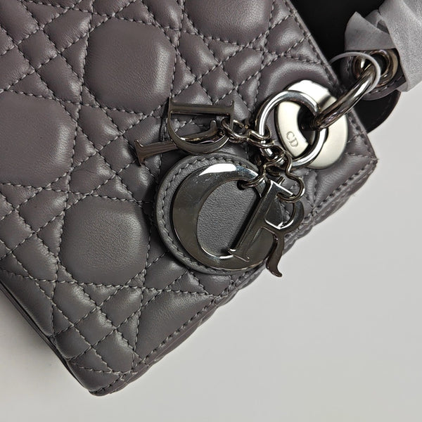 Lady Dior Mini Lambskin Gray