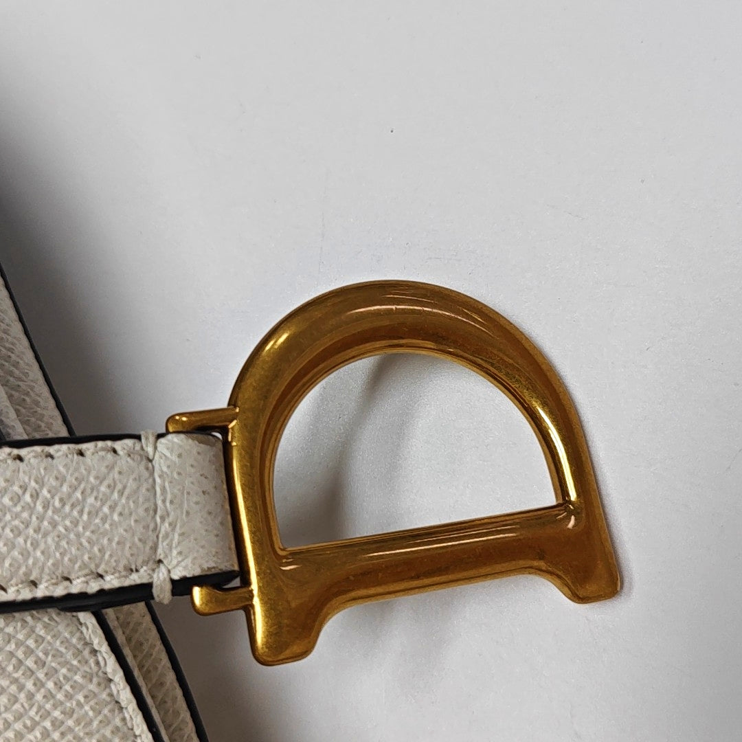 Authenticated pre-owned  Saddle Mini Calfskin White - Top Handle Bag at Looply