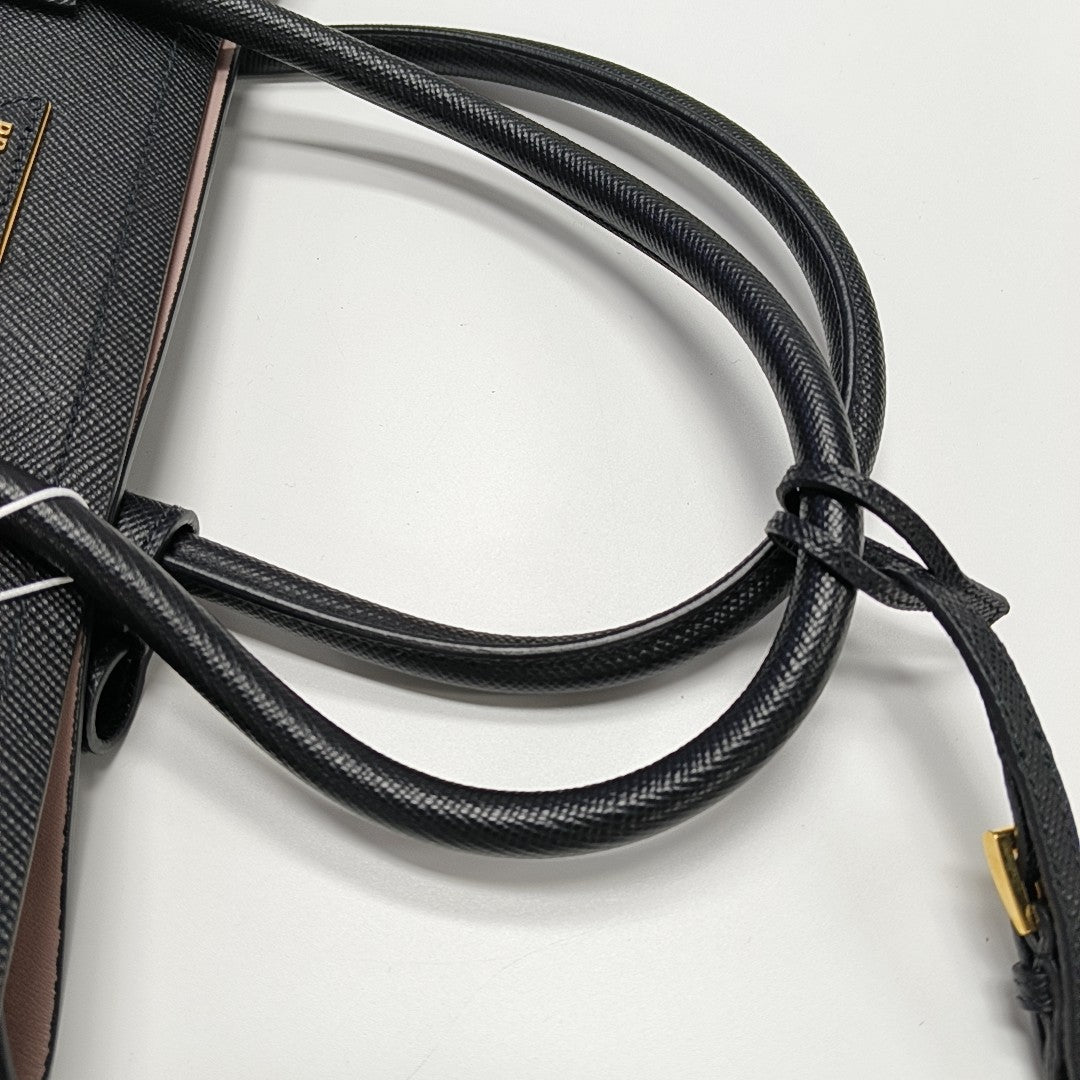 Double Large Saffiano Calfskin Black