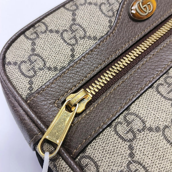 Ophidia Small Monogram Coated Canvas Beige