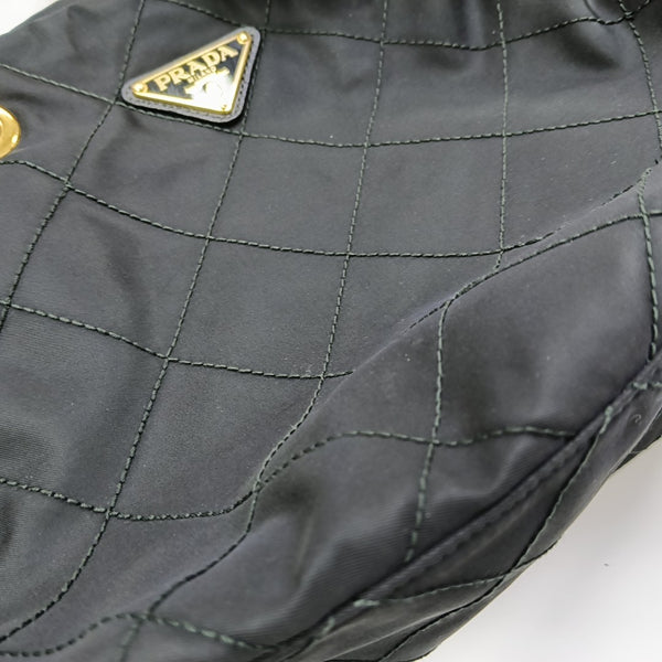 Chain Tote Quilted Nylon Black