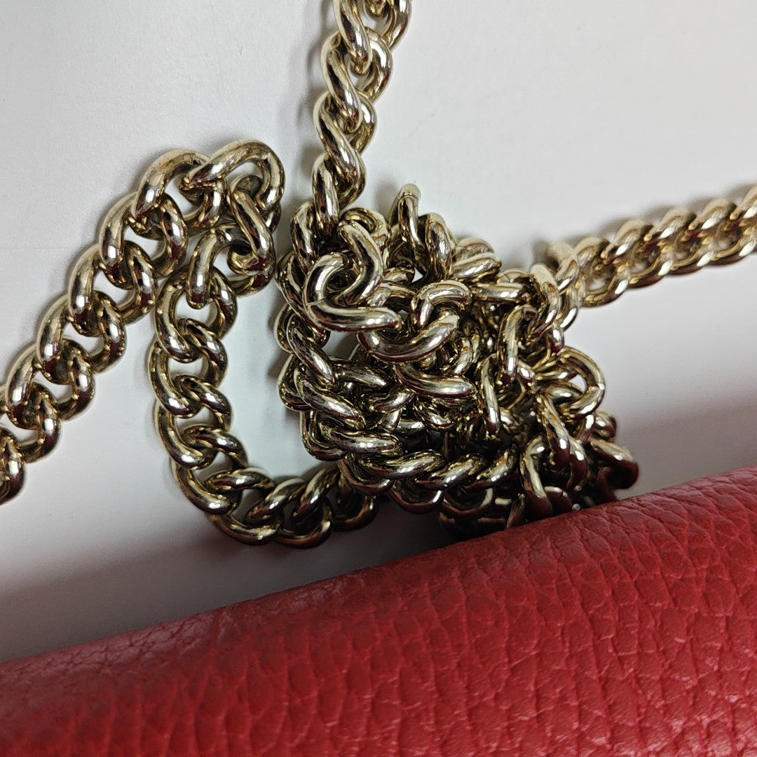 Interlocking G Small Calfskin Red