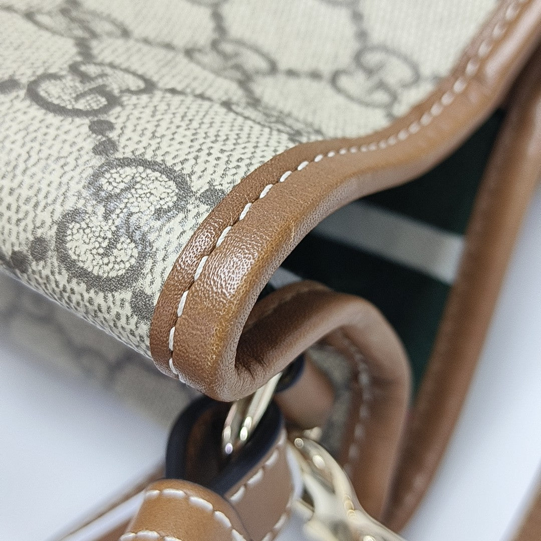GG Emblem Monogram Coated Canvas Beige