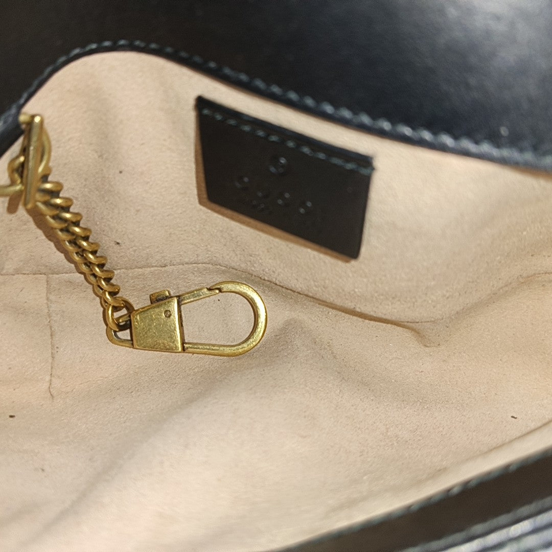 GG Marmont Mini Quilted Calfskin Black
