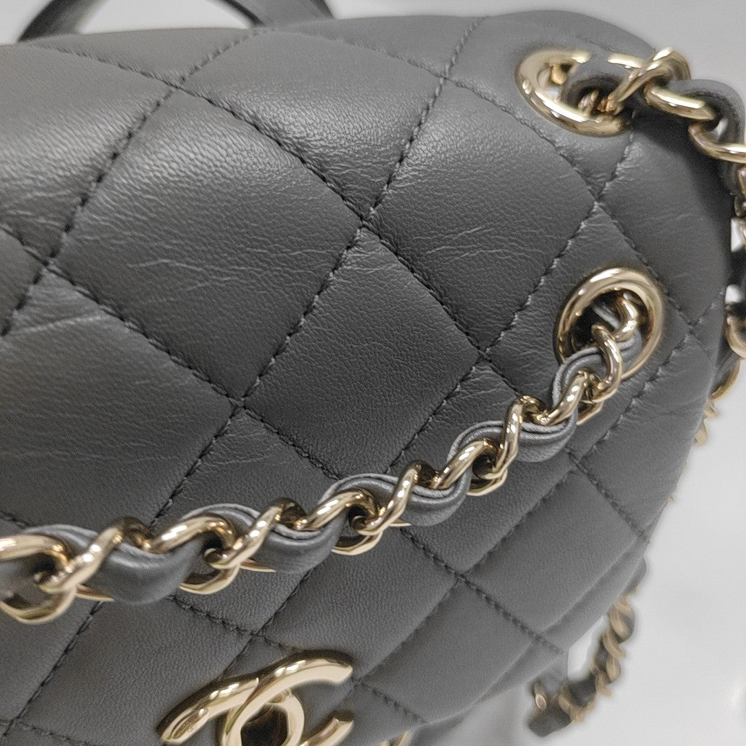 DUMA Small Quilted Calfskin Gray