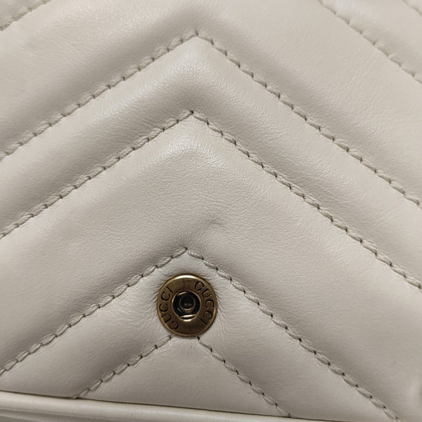 GG Marmont Mini Quilted Calfskin White