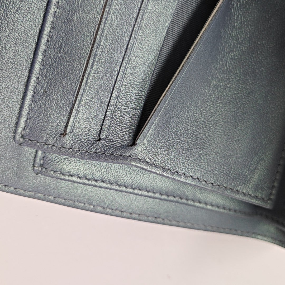 BOY CHANEL Quilted Patent Leather Blue Wallet