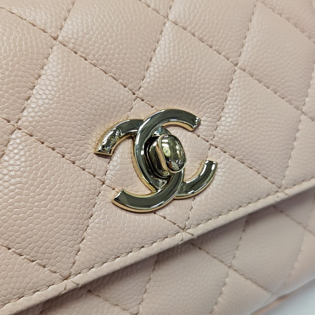 COCO HANDLE Mini Quilted Grained Calfskin Pink