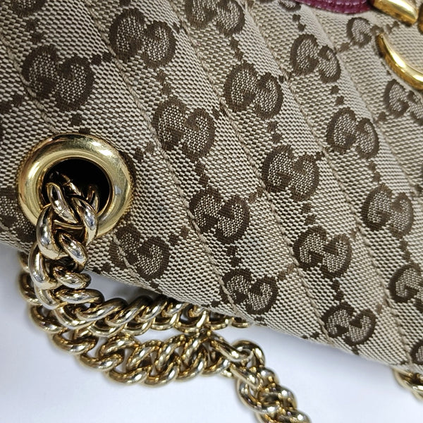 GG Marmont Medium Quilted, Monogram Canvas Black