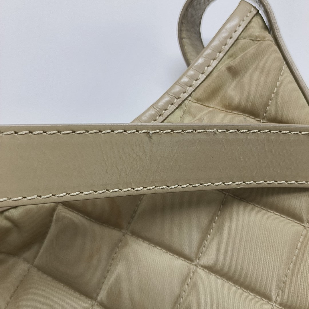 Quilted Nylon Shoulder Bag Beige