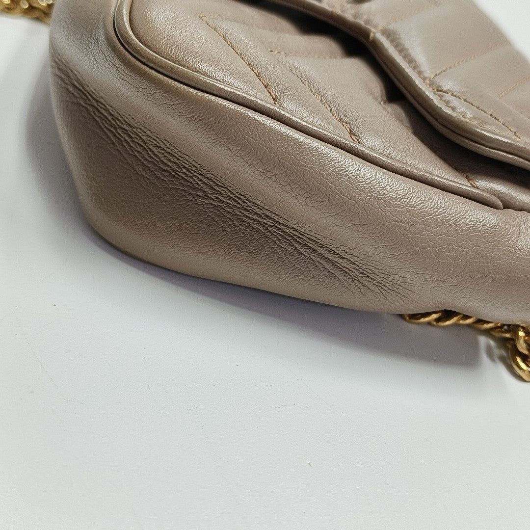 GG Marmont Mini Quilted Calfskin Beige