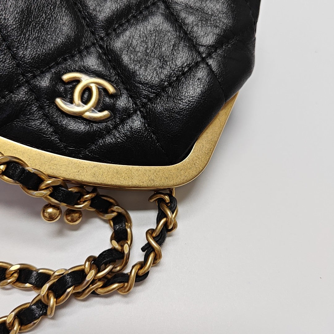 Quilted Calfskin Shoulder Bag Mini Black