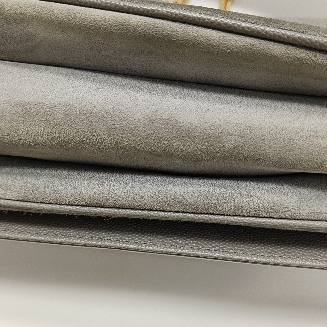 Quilted Grained Calfskin Gray