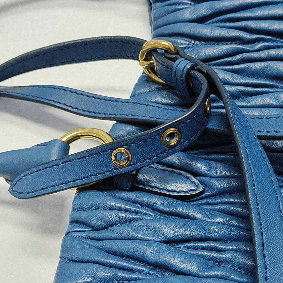 Quilted Lambskin Tote Bag Blue