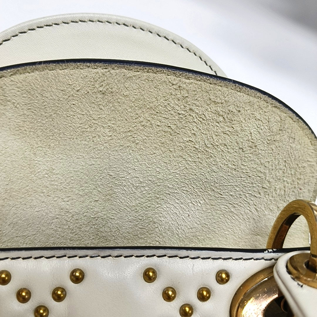 Authenticated pre-owned  Lady Dior Mini Lambskin White - Tote Bag at Looply