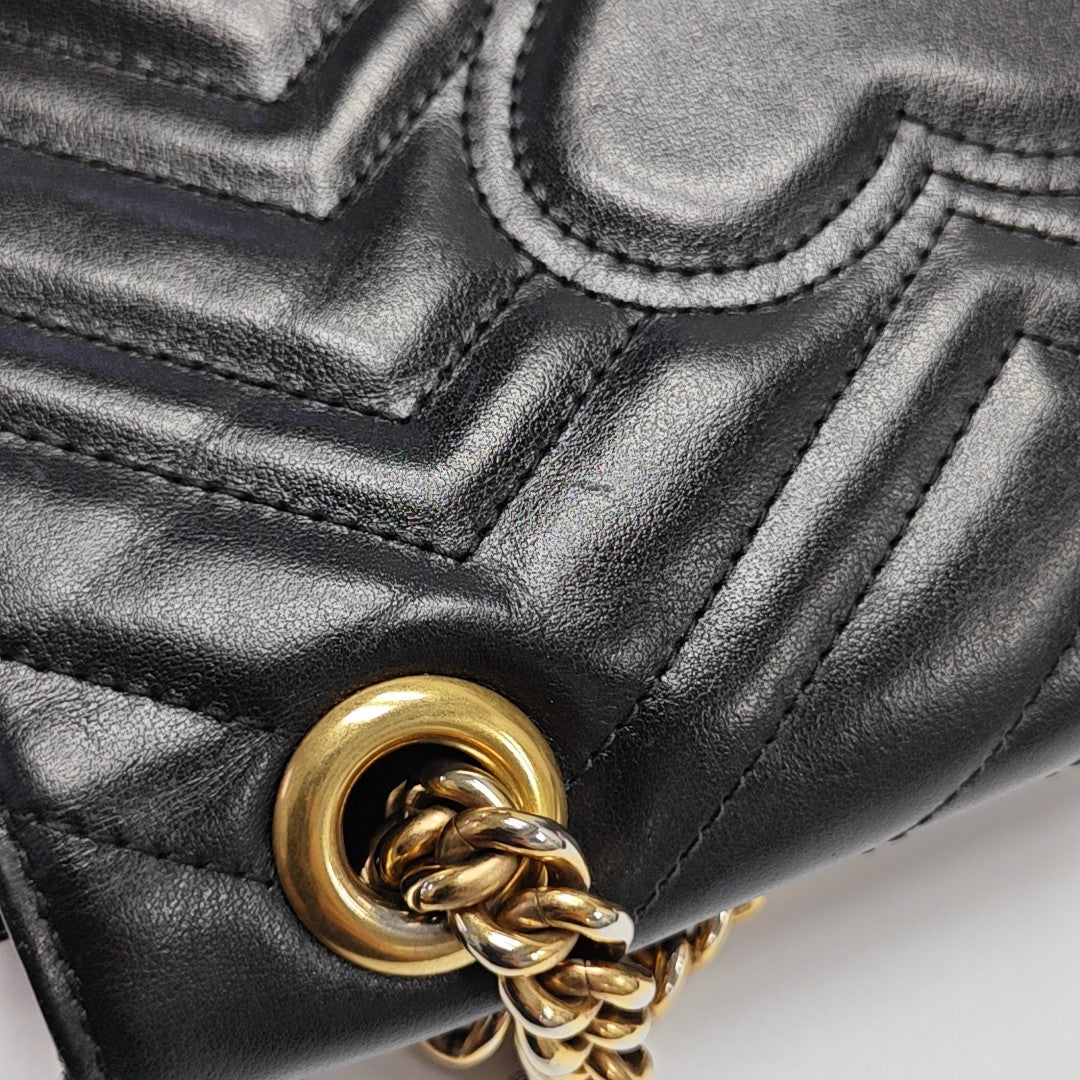 GG Marmont Small Quilted Calfskin Black