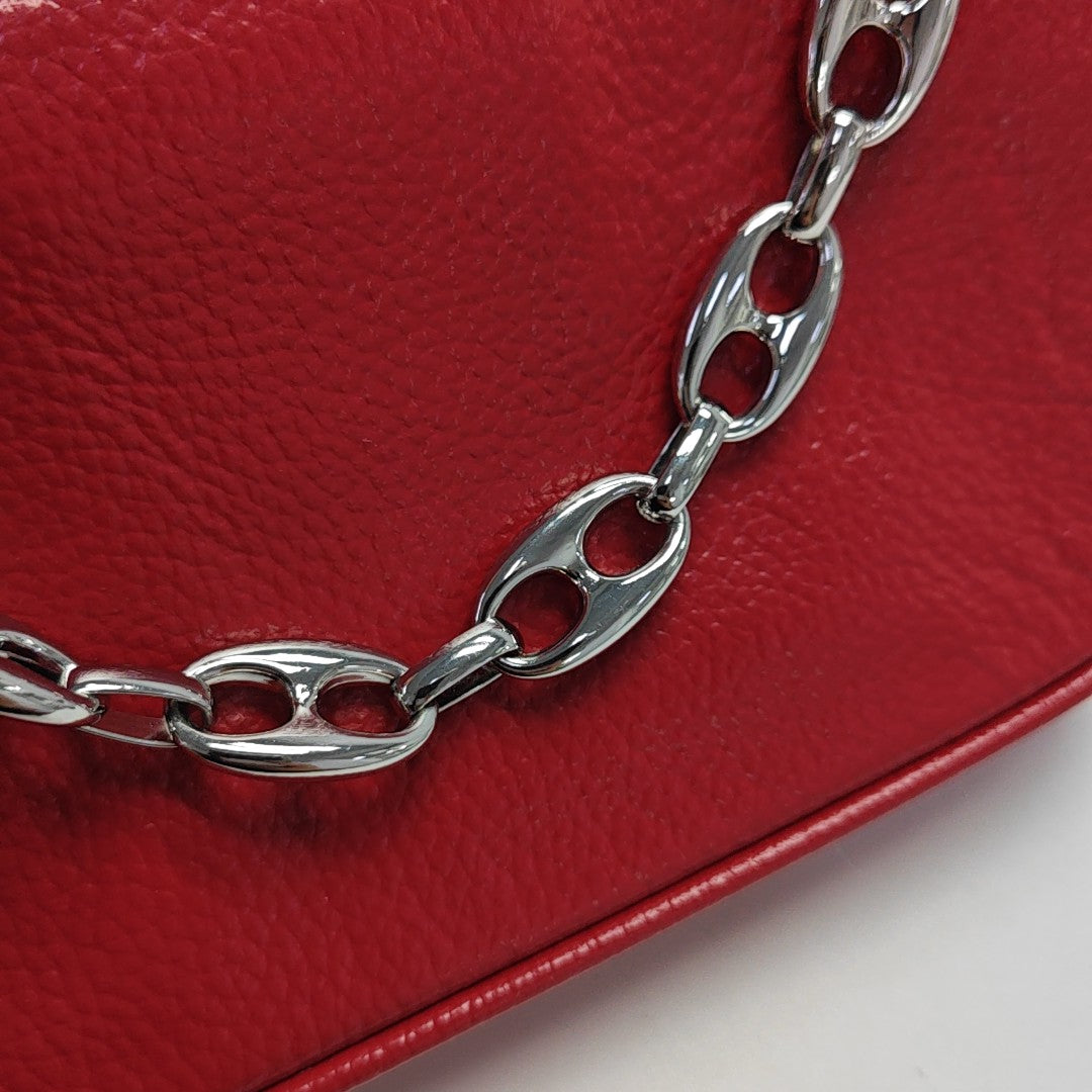 Leather Top Handle Bag Red