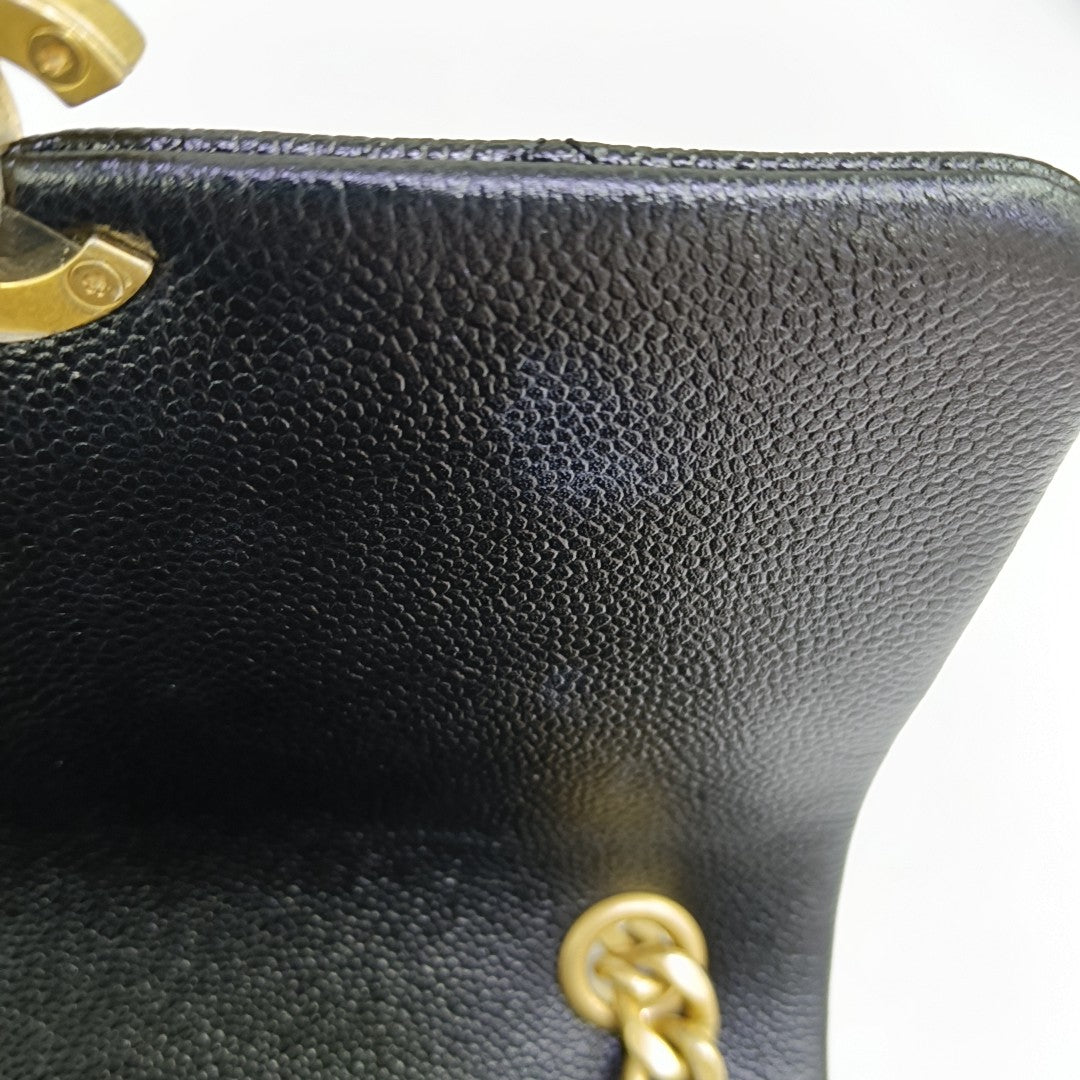 Quilted Grained Calfskin Backpack Black