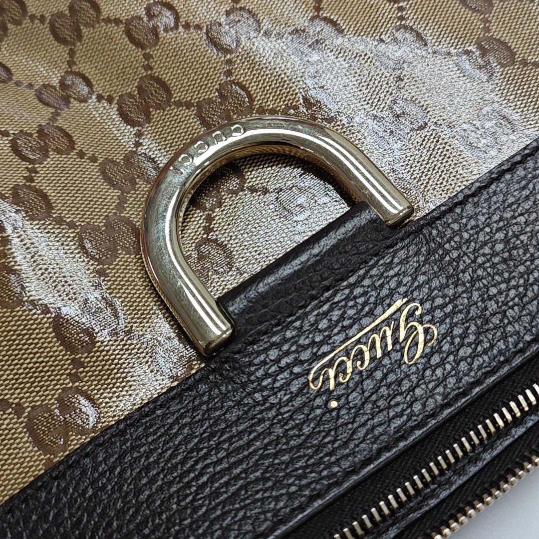 D Gold Monogram Coated Canvas Brown