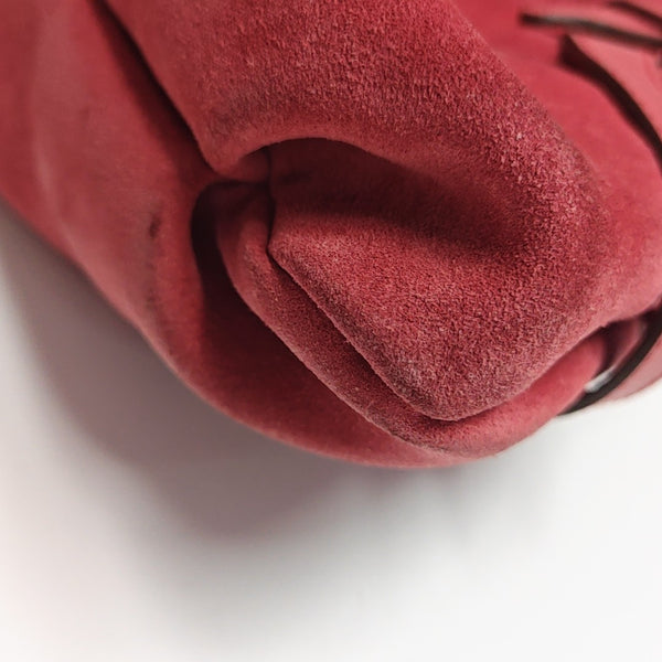 Suede Top Handle Bag Red
