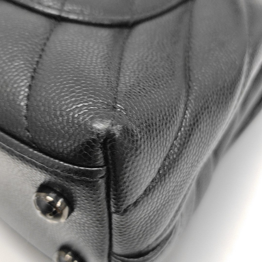 COCO HANDLE Mini Chevron Grained Calfskin Black
