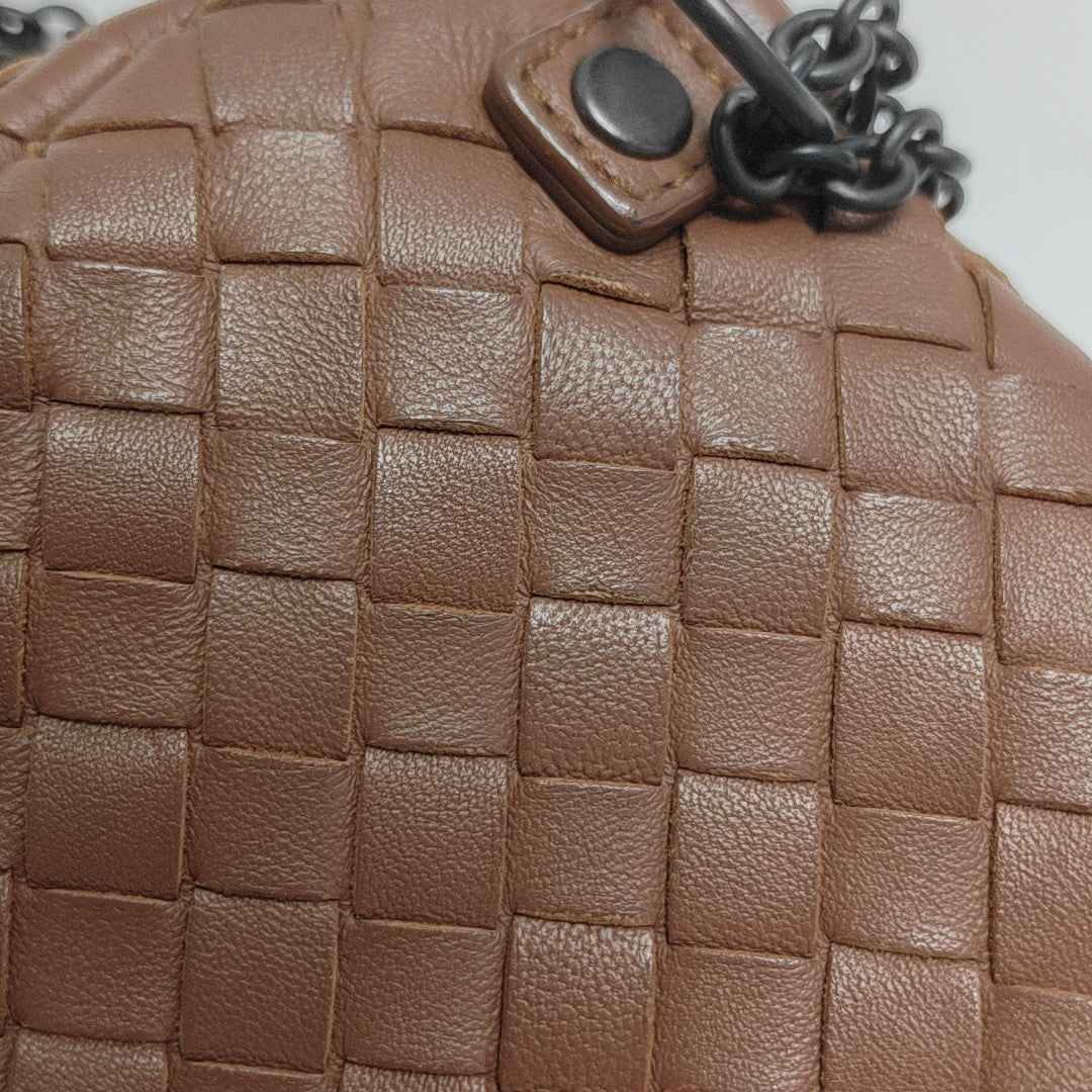 Lambskin Shoulder Bag Brown