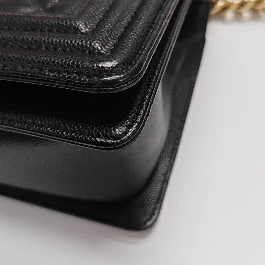 BOY CHANEL Medium Quilted Grained Calfskin Black