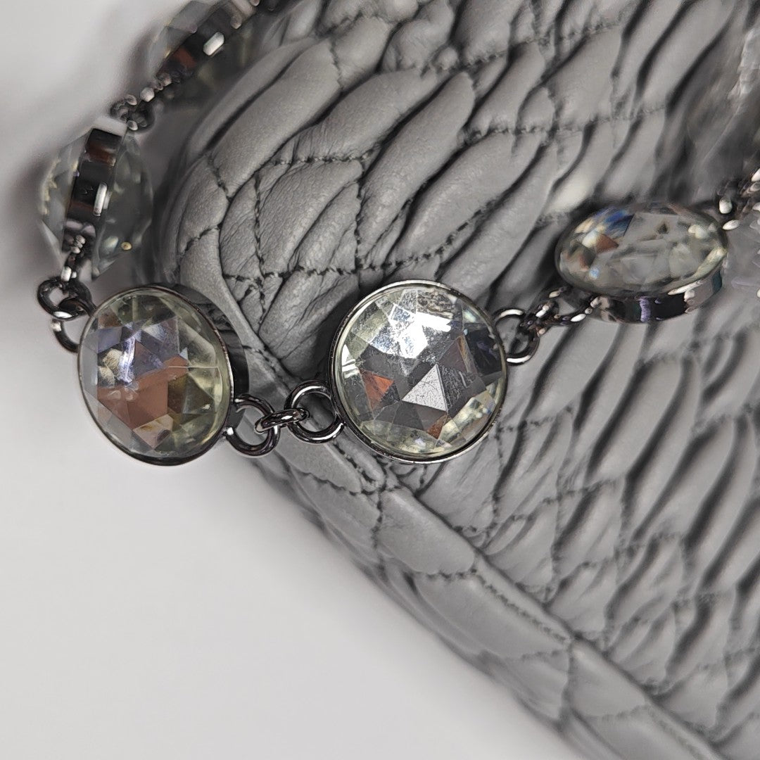 Crystal Quilted Lambskin Gray