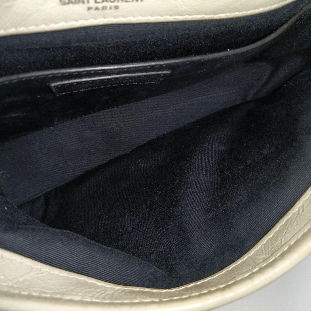 NIKI Small Chevron Calfskin White