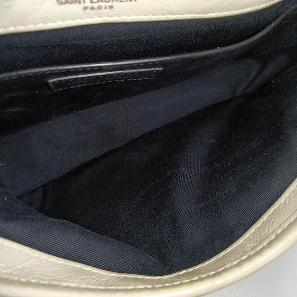 NIKI Small Chevron Calfskin White