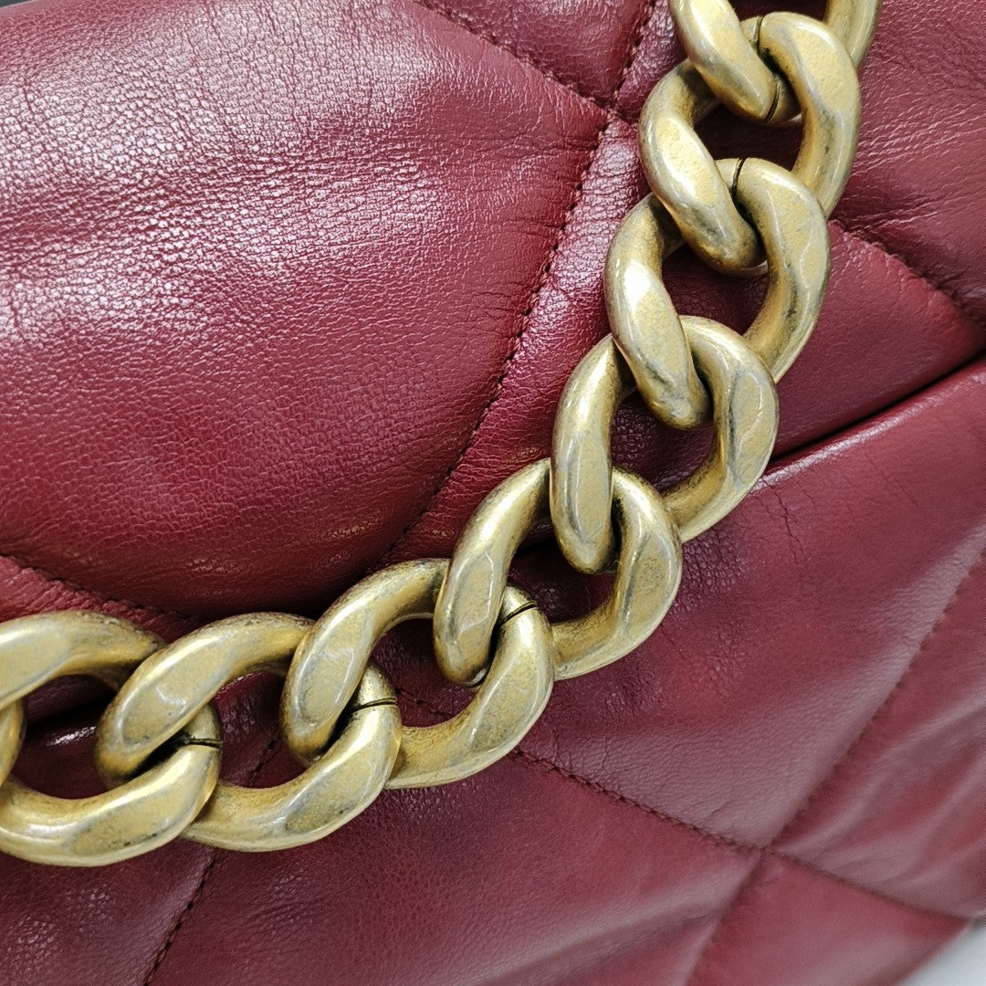 CHANEL 19 Large Quilted Lambskin Red
