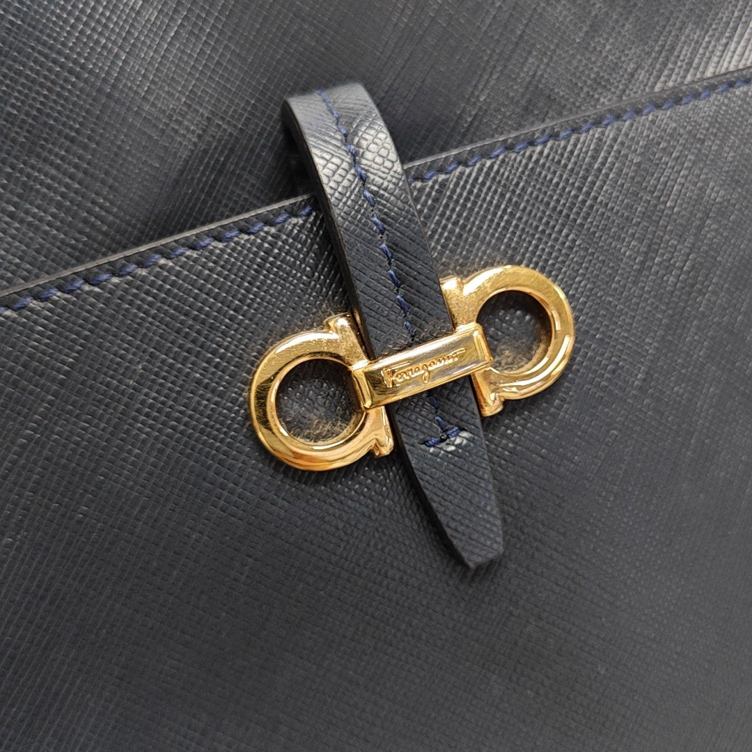 Calfskin Top Handle Bag Blue