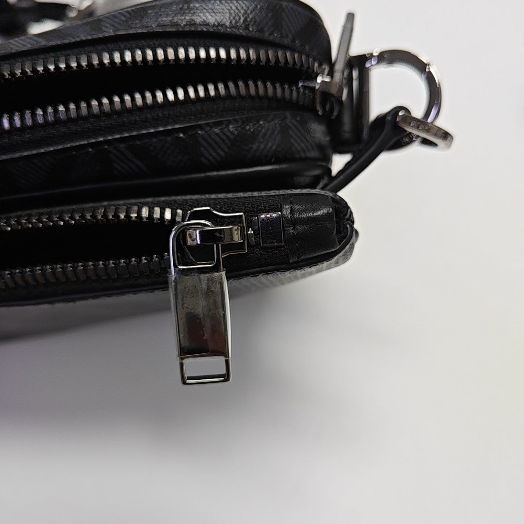 Coated Canvas Shoulder Bag Black