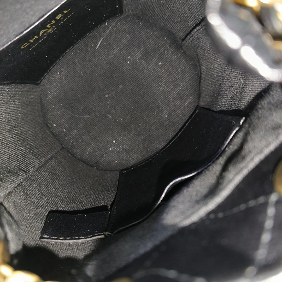 Quilted Calfskin Bucket Bag Black