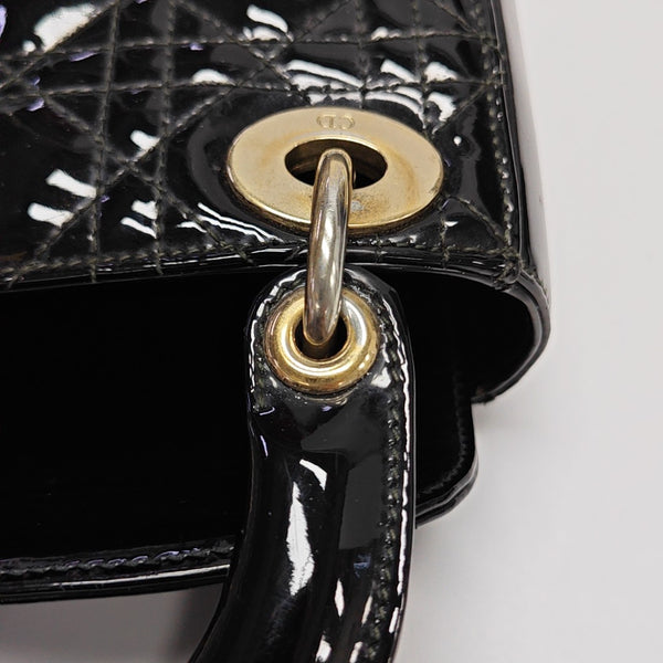 Lady Dior Mini Quilted Patent Leather Black