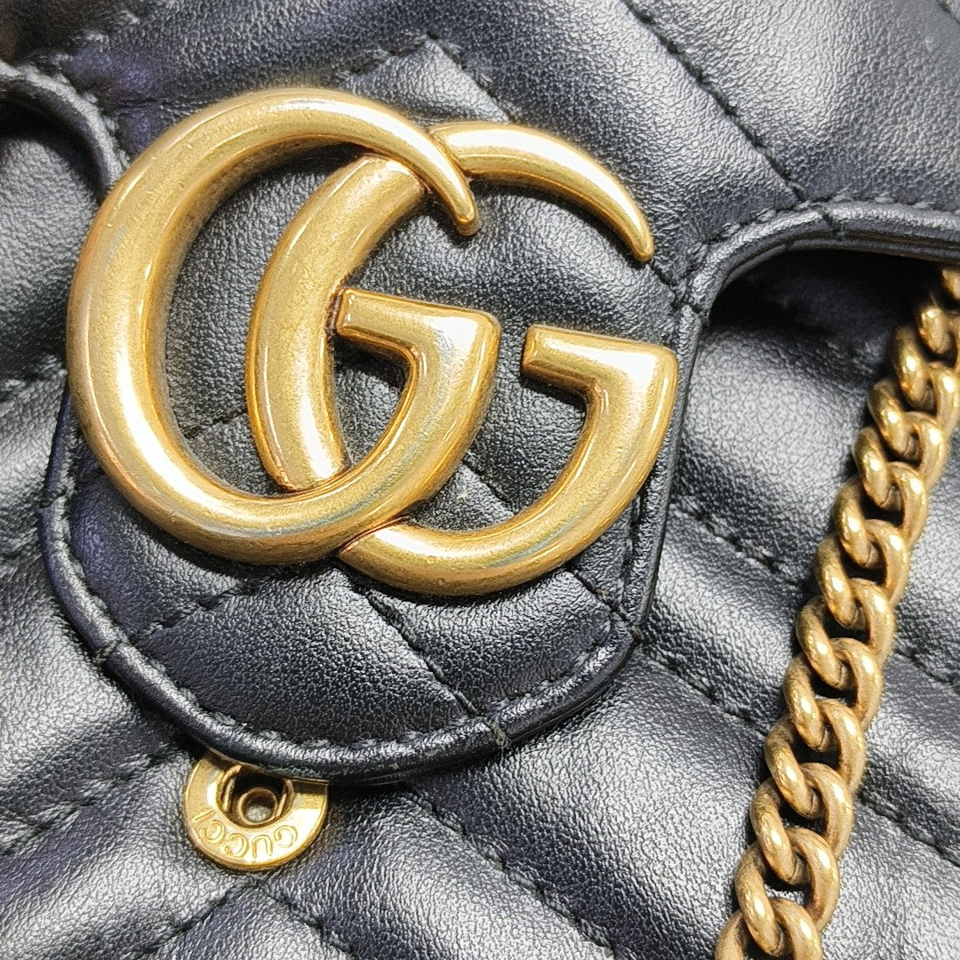 GG Marmont Mini Quilted Calfskin Black