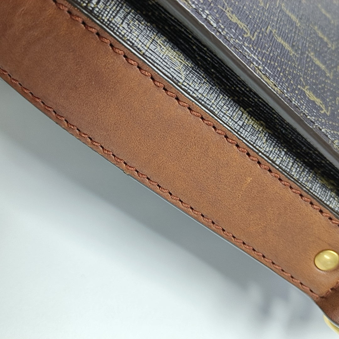 Coated Canvas Crossbody Bag Brown