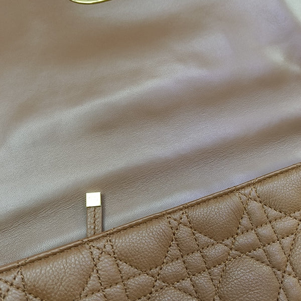 Dior Caro Large Quilted Calfskin Brown
