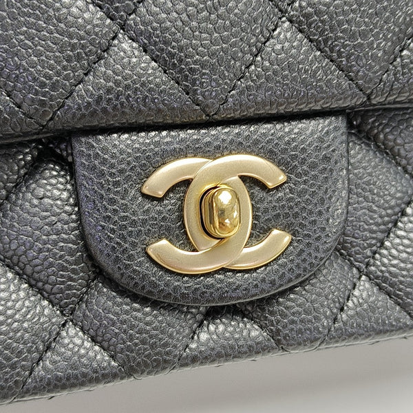 CLASSIC FLAP Mini Quilted Grained Calfskin Gray