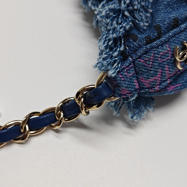 Quilted Denim Shoulder Bag Blue
