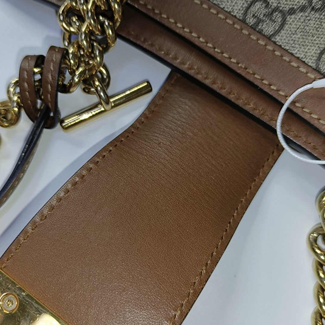 Padlock Small Monogram Coated Canvas Beige